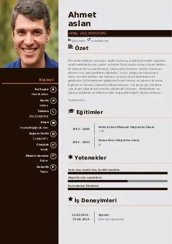 Vinç Operatörü Cv Örnekleri cv indir